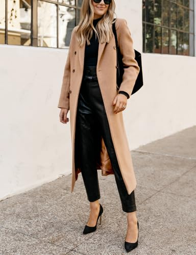 Womens Long Wool Coats Fall Winter Notch Lapel Peacoat Jackets