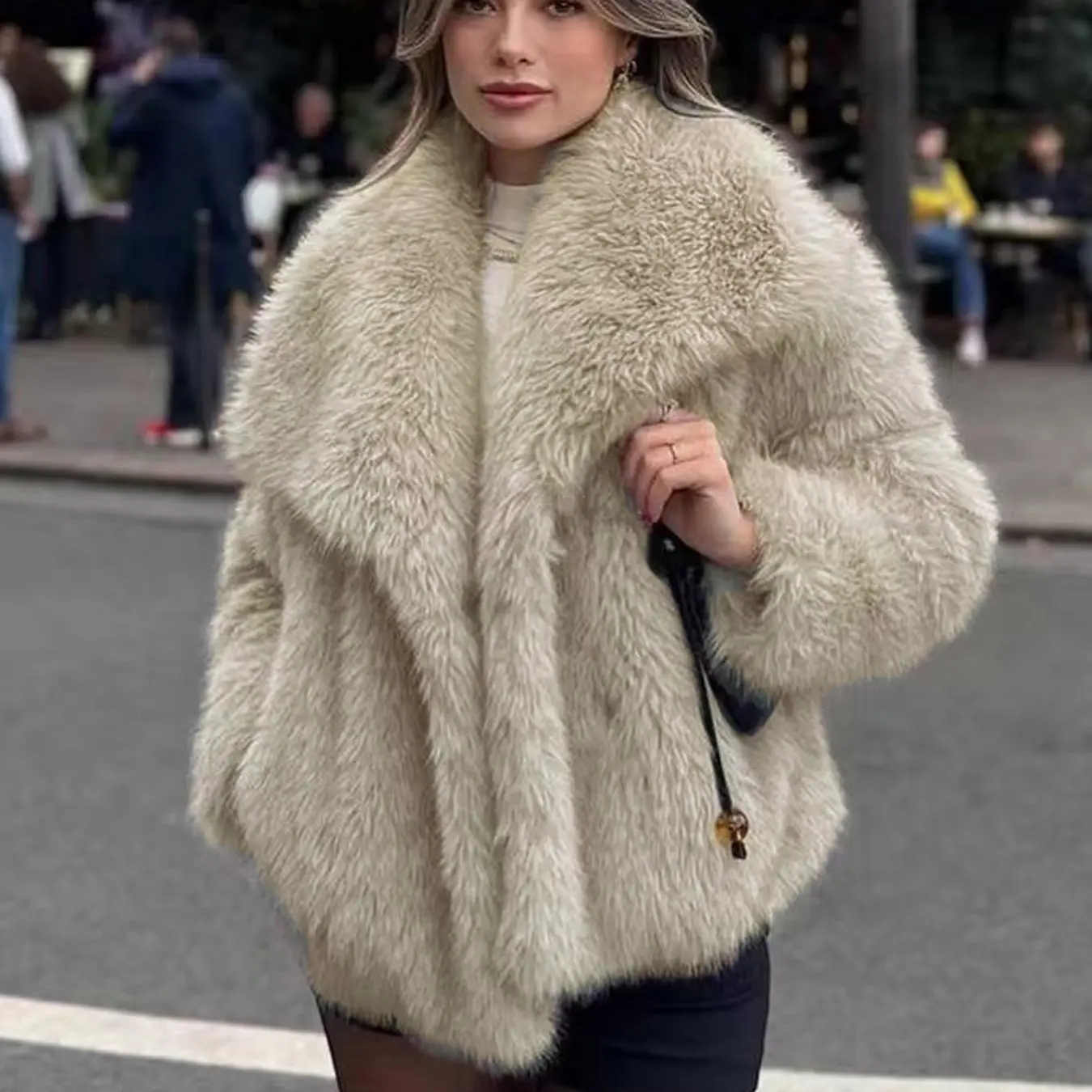 Women's Faux Fur Fitted Jacket, Collar Coat