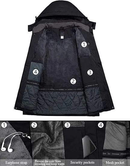 Hooded Waterproof Ski Jacket - Winter Outdoor Coat
