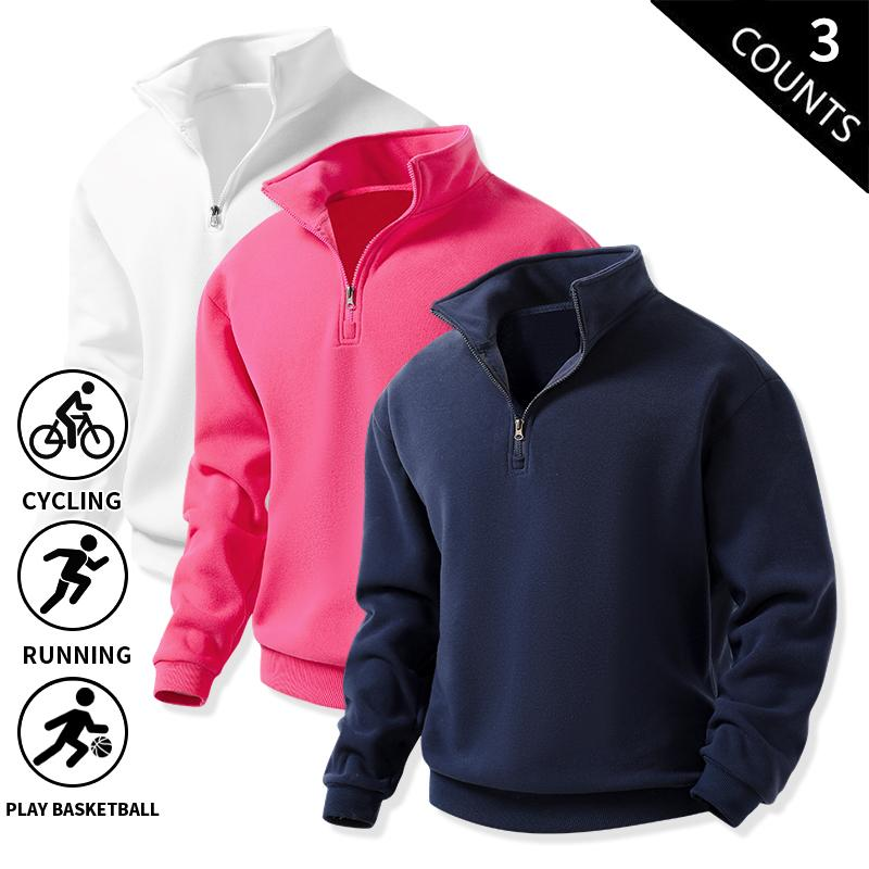 3-Pack Men’s Quarter-Zip Fleece Sweatshirts