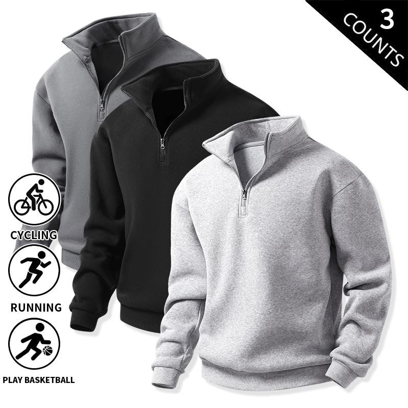 3-Pack Men’s Quarter-Zip Fleece Sweatshirts