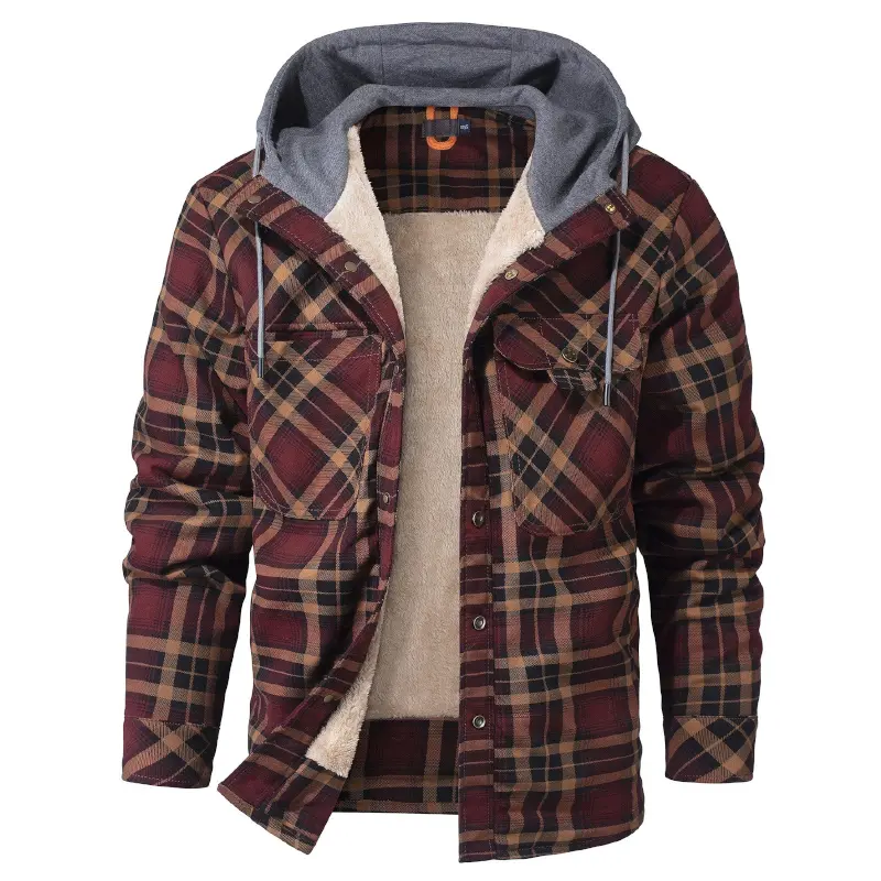 Men's Plaid Flannel Shirt Jacket Sherpa Fleece Lined, Corduroy