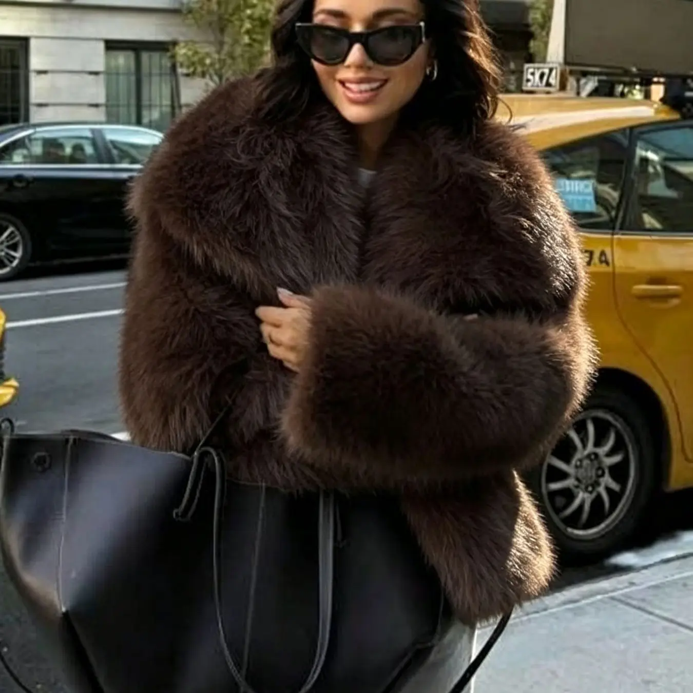 Women's Faux Fur Fitted Jacket, Collar Coat