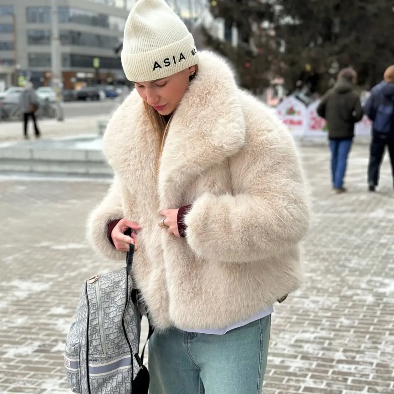 Women's Faux Fur Fitted Jacket, Collar Coat