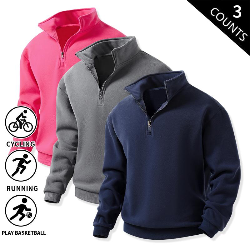 3-Pack Men’s Quarter-Zip Fleece Sweatshirts
