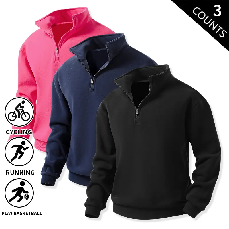 3-Pack Men’s Quarter-Zip Fleece Sweatshirts