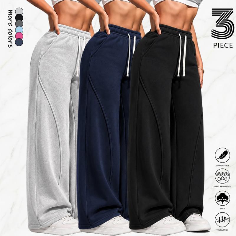 Women's 3PCS Lightweight Sweatpants, Polyester