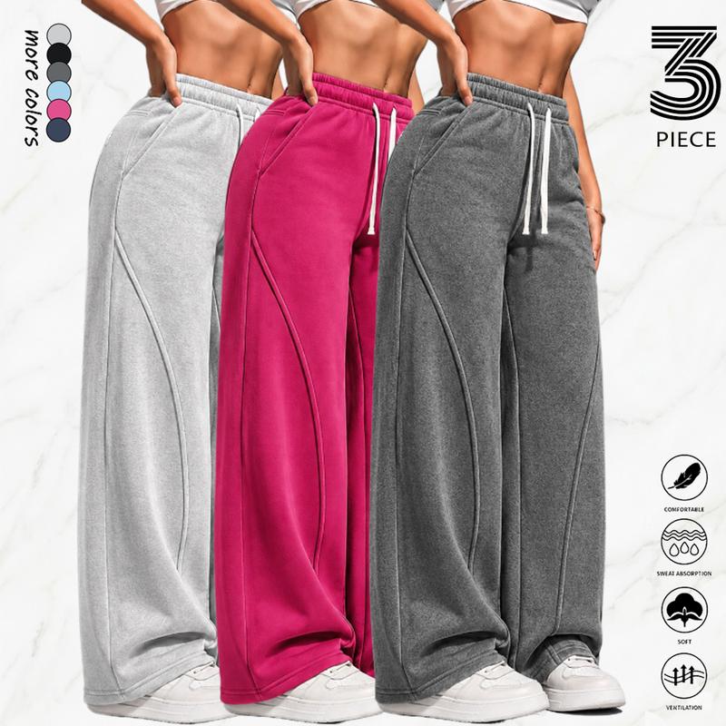 Women's 3PCS Lightweight Sweatpants, Polyester