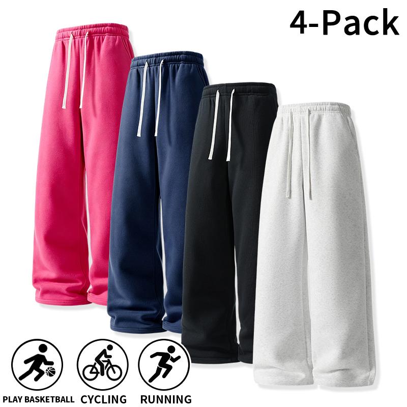 4 Pack Ultra-Soft Wide Leg Sweatpants