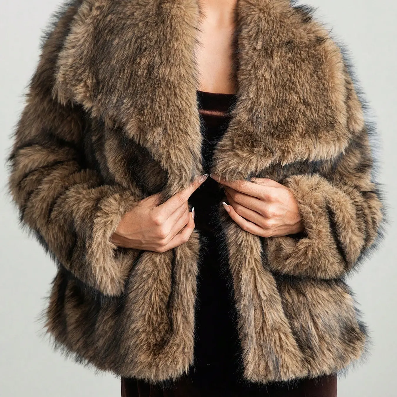 Women's Faux Fur Fitted Jacket, Collar Coat