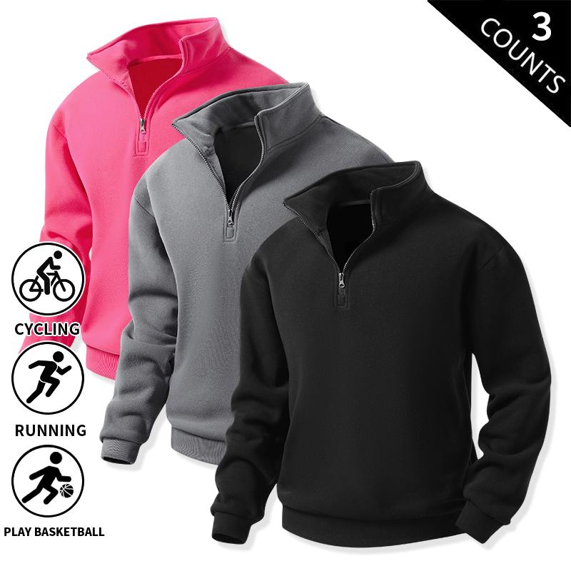 3-Pack Men’s Quarter-Zip Fleece Sweatshirts