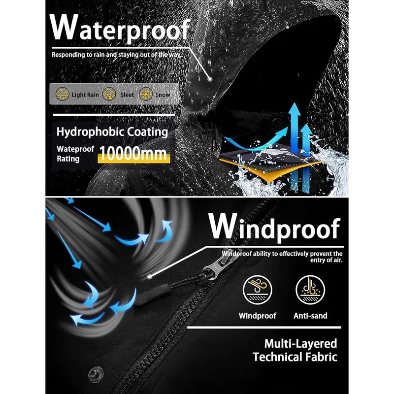 Hooded Waterproof Ski Jacket - Winter Outdoor Coat