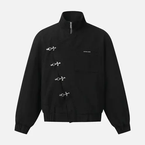 Aelfric Eden Metal Button Boxy Jacket Black Cotton
