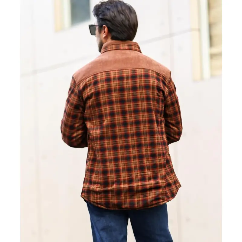 Men's Plaid Flannel Shirt Jacket Sherpa Fleece Lined, Corduroy