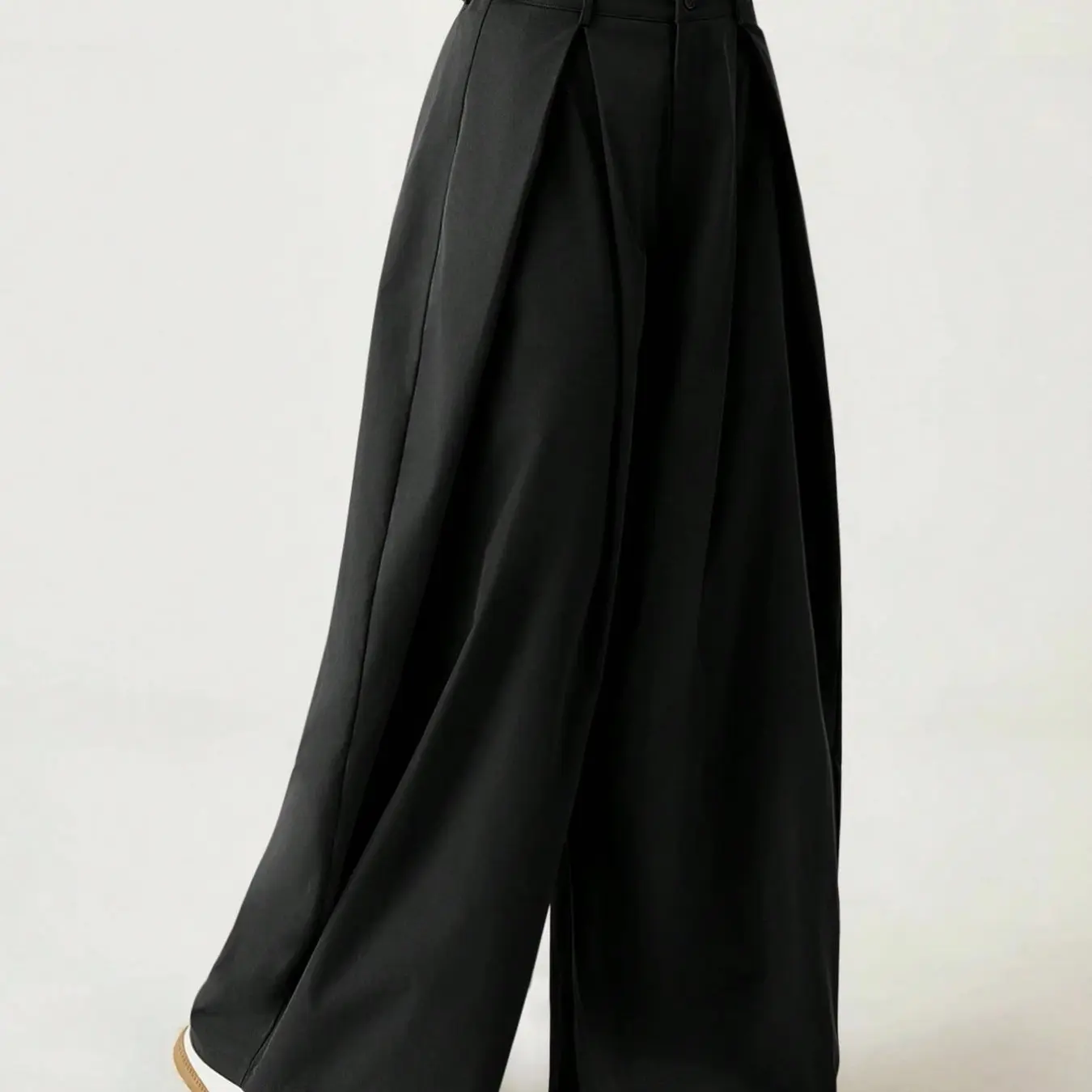 Women’s Wide Leg Baggy Pants Elastic Waist Retro Casual (Army Green/Black)