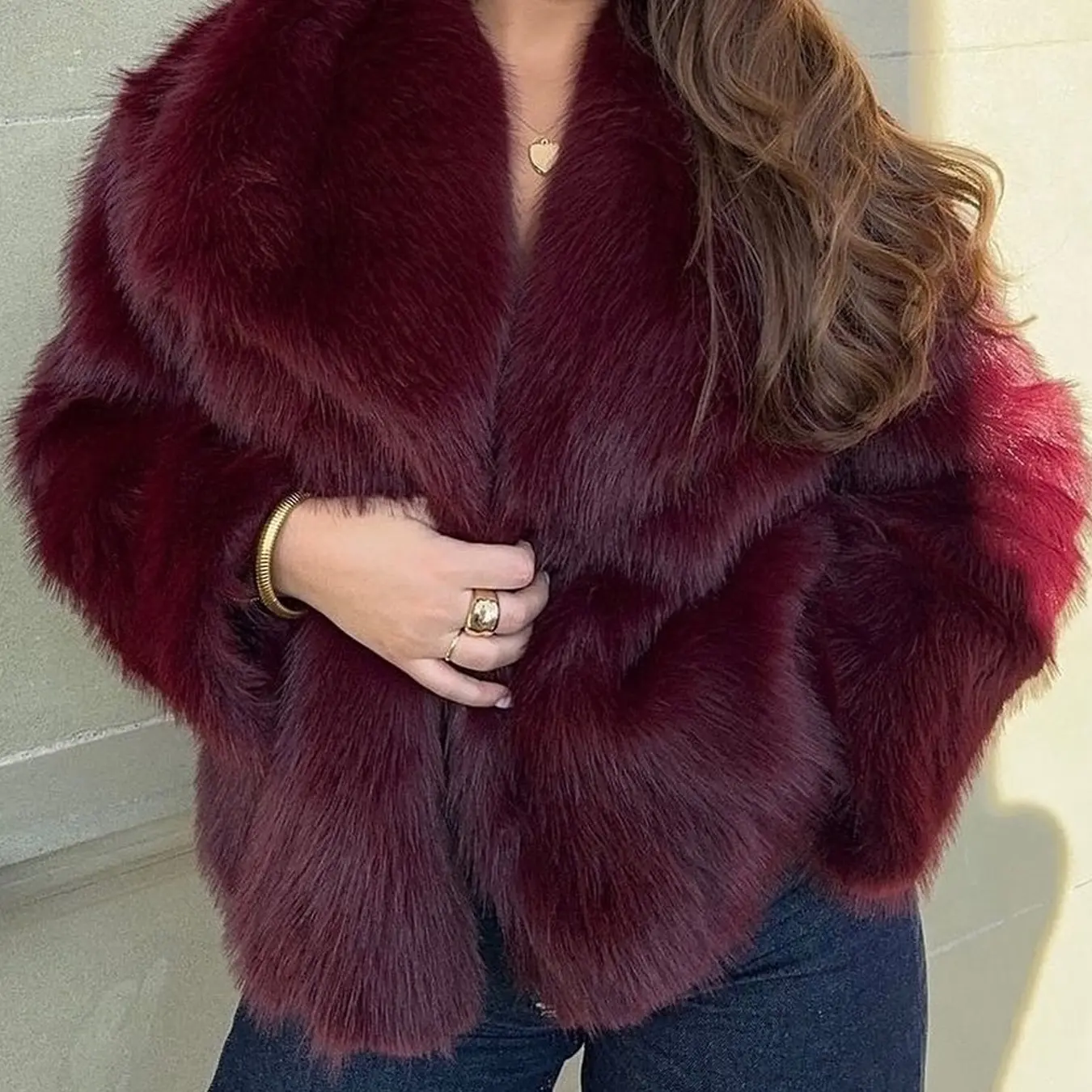 Women's Faux Fur Fitted Jacket, Collar Coat
