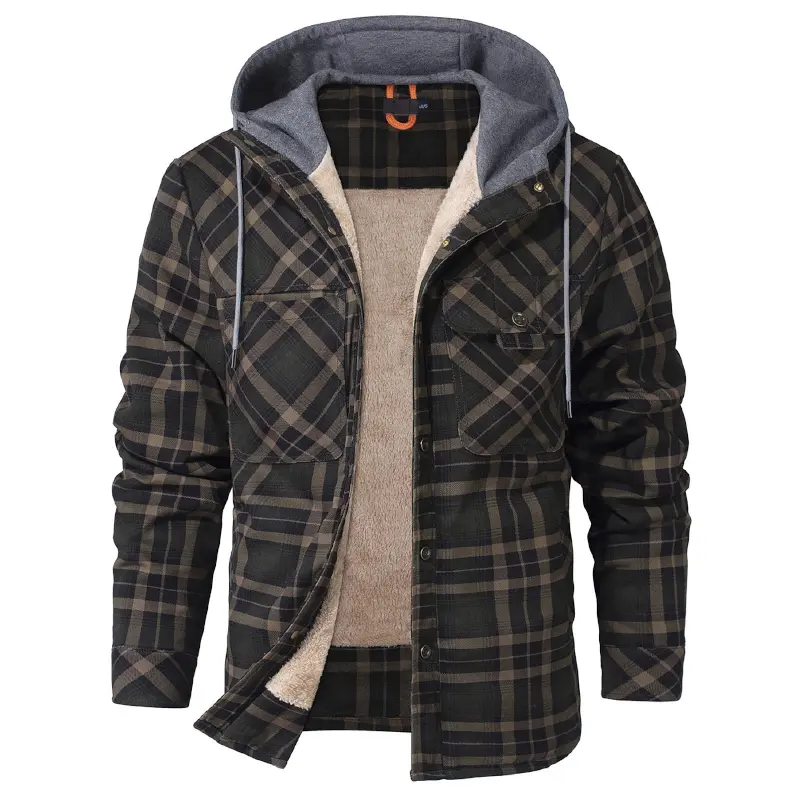 Men's Plaid Flannel Shirt Jacket Sherpa Fleece Lined, Corduroy