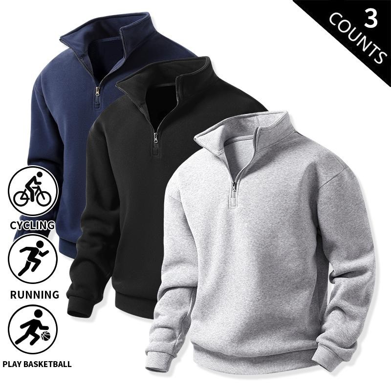 3-Pack Men’s Quarter-Zip Fleece Sweatshirts