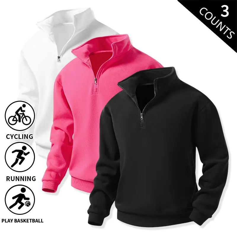 3-Pack Men’s Quarter-Zip Fleece Sweatshirts