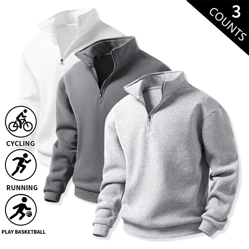 3-Pack Men’s Quarter-Zip Fleece Sweatshirts