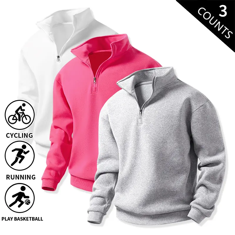 3-Pack Men’s Quarter-Zip Fleece Sweatshirts