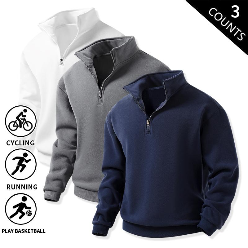 3-Pack Men’s Quarter-Zip Fleece Sweatshirts
