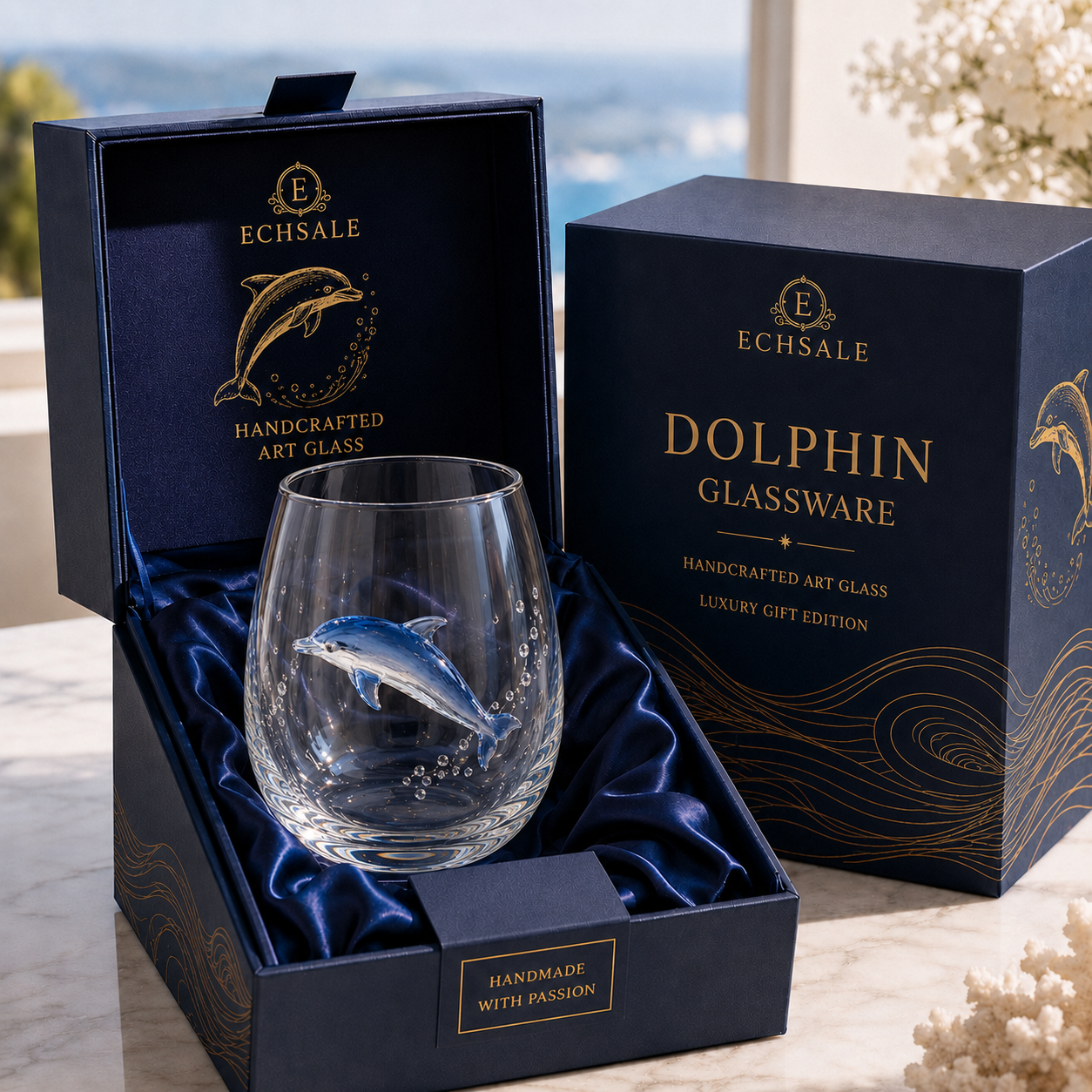 The Wave Rider | Playful 3D Sculpted Dolphin Cocktail Glass