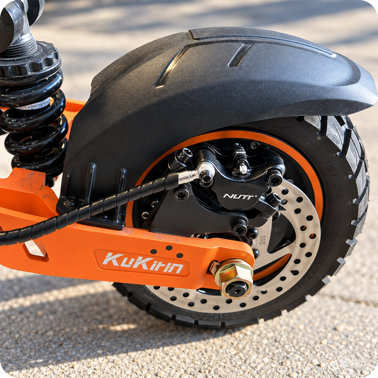 NUTT hydraulic brake replacement installed on a KuKirin G2 Max electric scooter