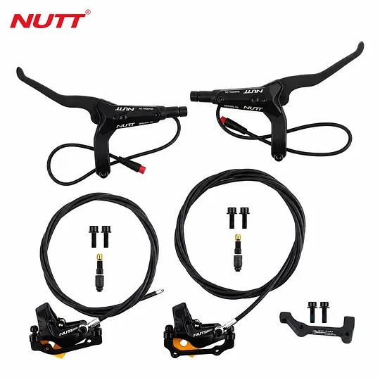 NUTT 4‑Piston Hydraulic Brake Caliper with Built‑In Power Cutoff, Perfect Replacement for E‑Scooters & E‑Bicycles