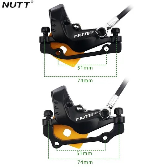 NUTT Hydraulic Disc Brake Caliper Only, No Brake Lever, 2/4‑Piston for E‑Bikes & E‑Scooters with Built‑In Power Cutoff
