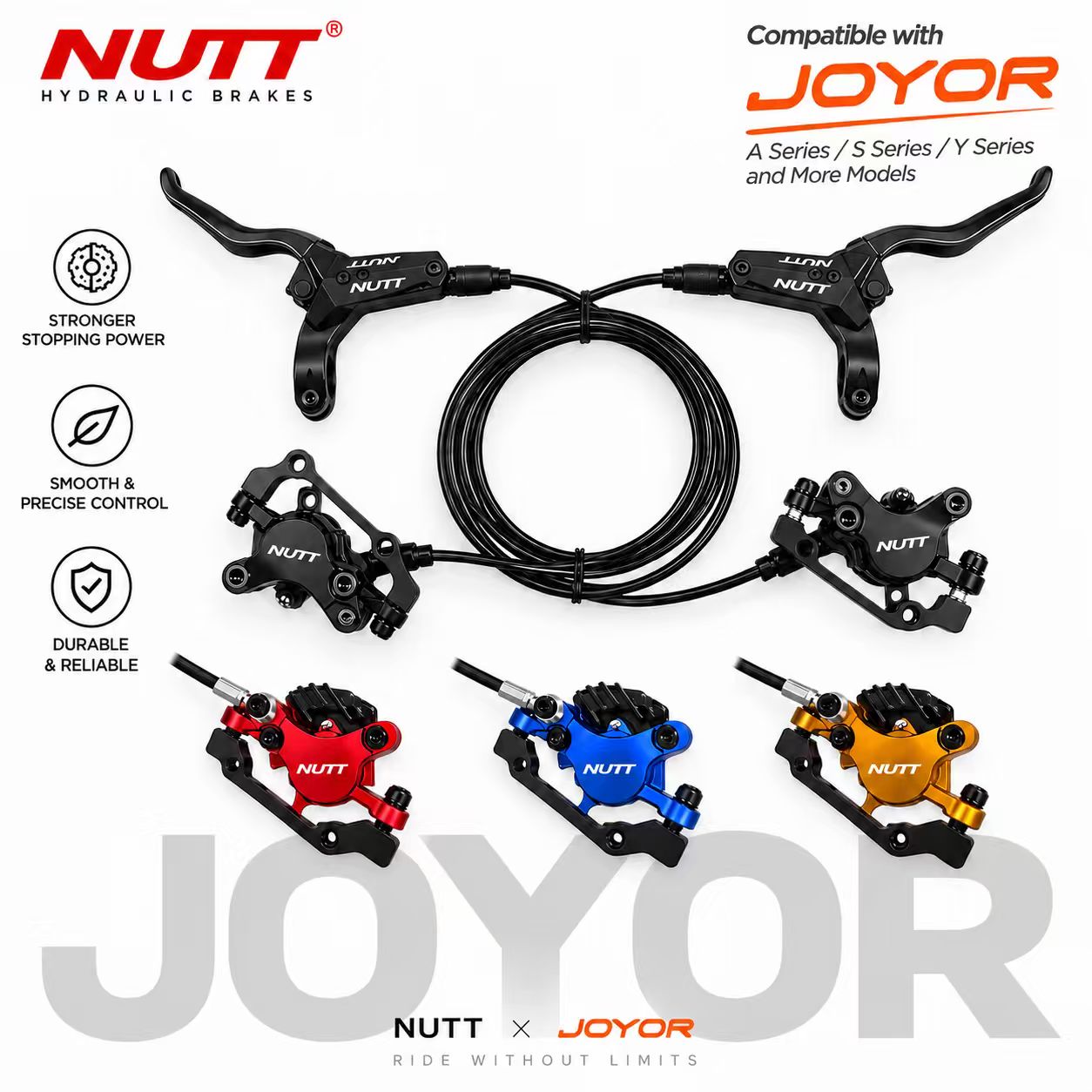 NUTT Hydraulic Disc Brake Upgrade Kit for Joyor Electric Scooters (S10-S-Z / T10 / T6 / Y6-S / S8-S-Z)