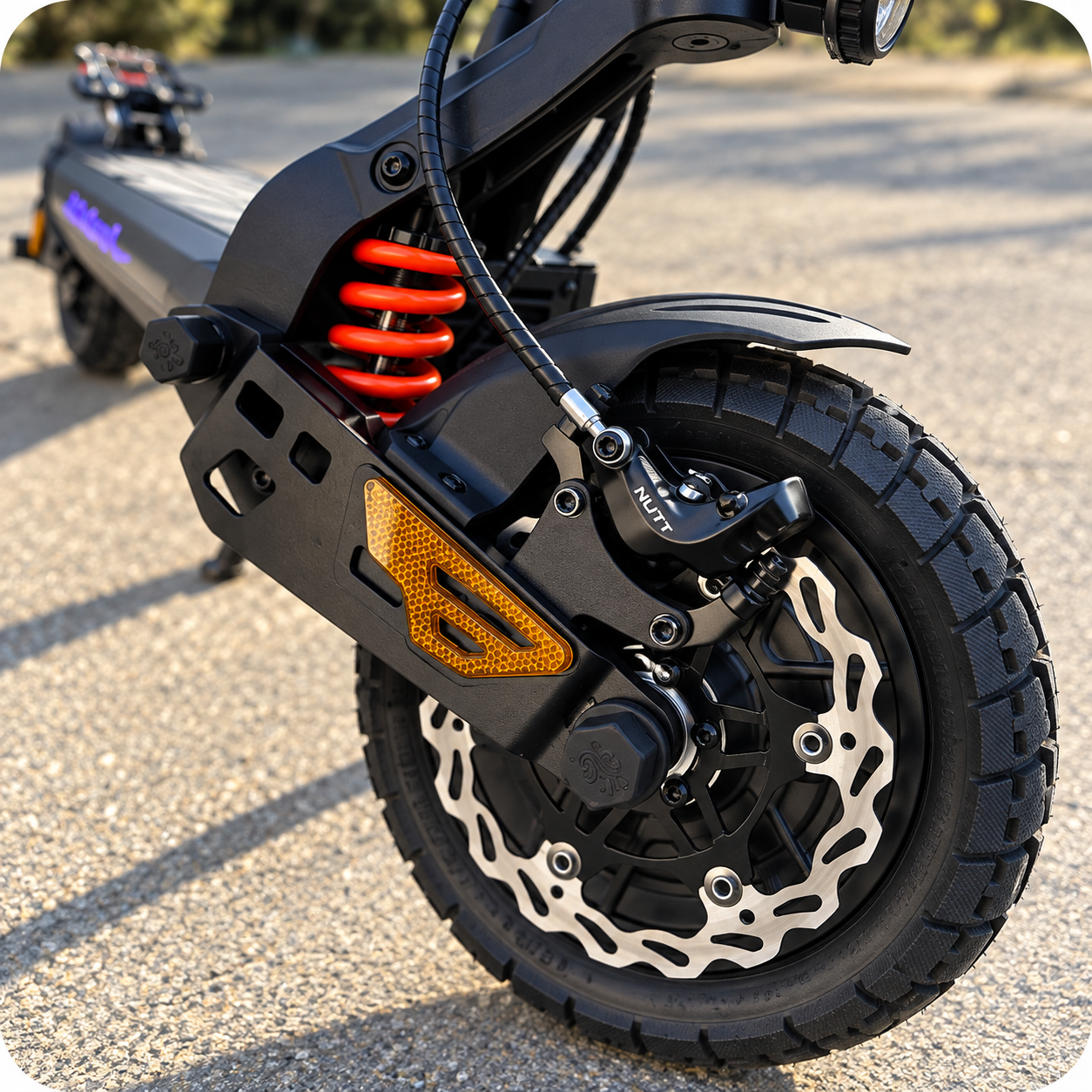 NUTT hydraulic brake upgrade installed on a KuKirin G2 Master electric scooter