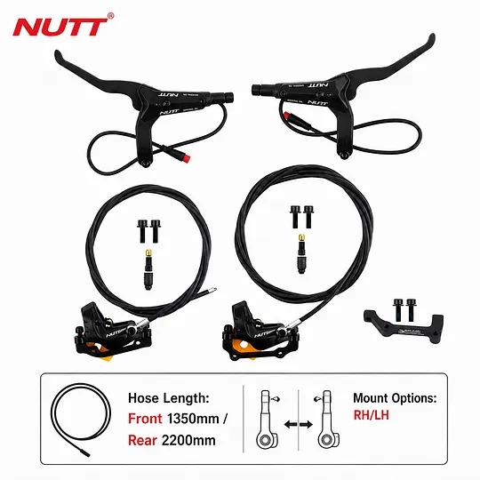 NUTT 4‑Piston Hydraulic Brake Caliper with Built‑In Power Cutoff, Perfect Replacement for E‑Scooters & E‑Bicycles
