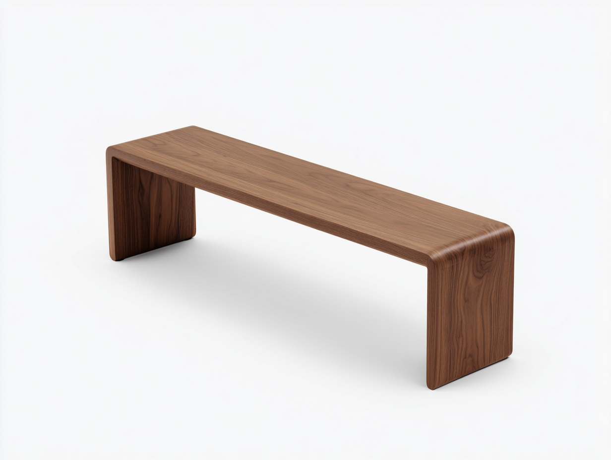 Banco de madera 140×38×45 cm - marrón nogal - diseño continuo minimalista para dormitorio-Lodiystudio