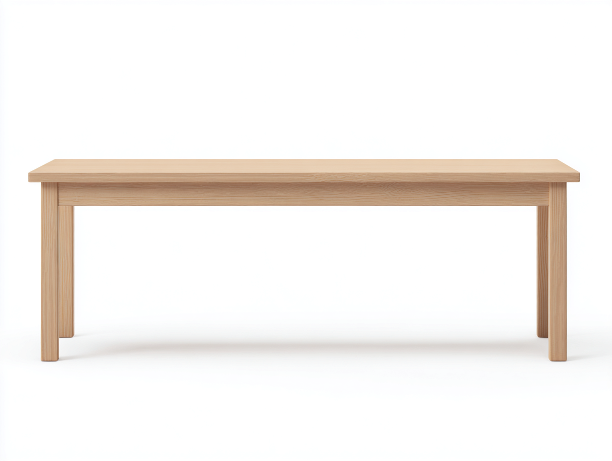 Banco de madera 150×40×45 cm - madera natural clara - diseño recto minimalista para dormitorio-Lodiystudio