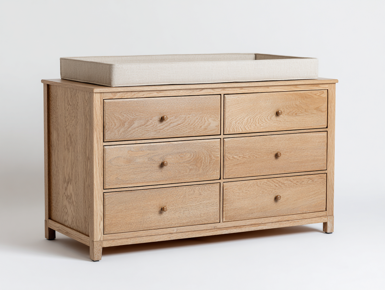 Armario con cajones de madera 142×51×98 cm – roble natural/beige – 6 cajones y diseño clásico para dormitorio-Lodiystudio