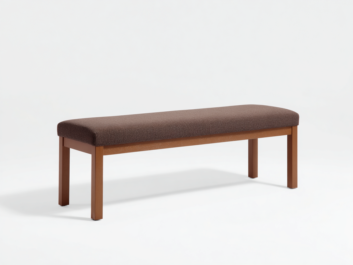 banco tapizado de tela 110×36×46 cm – marrón chocolate/madera miel – asiento acolchado para dormitorio-Lodiystudio