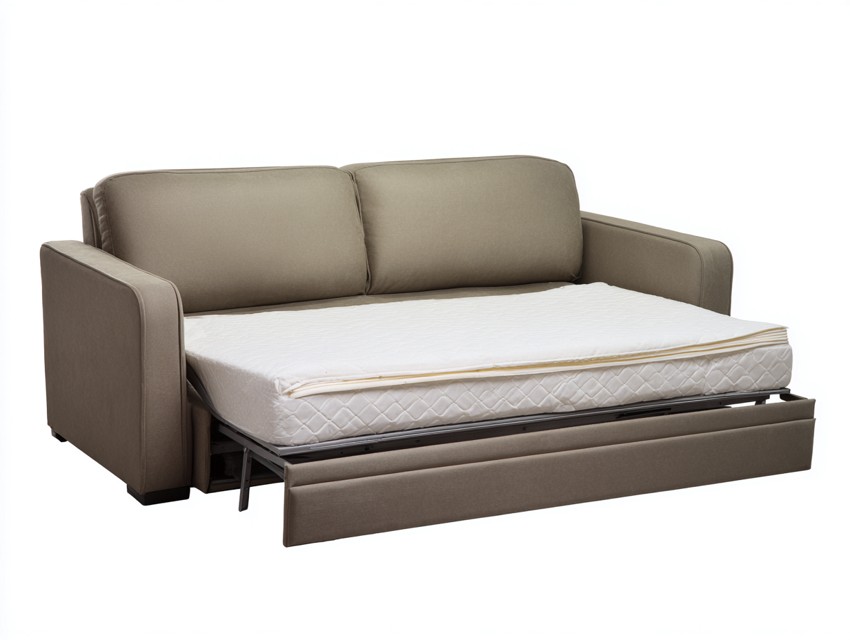 Sofá cama extraíble de tejido 205×96×88 cm - topo/blanco - con colchón integrado para sala de estar-Samoydecor