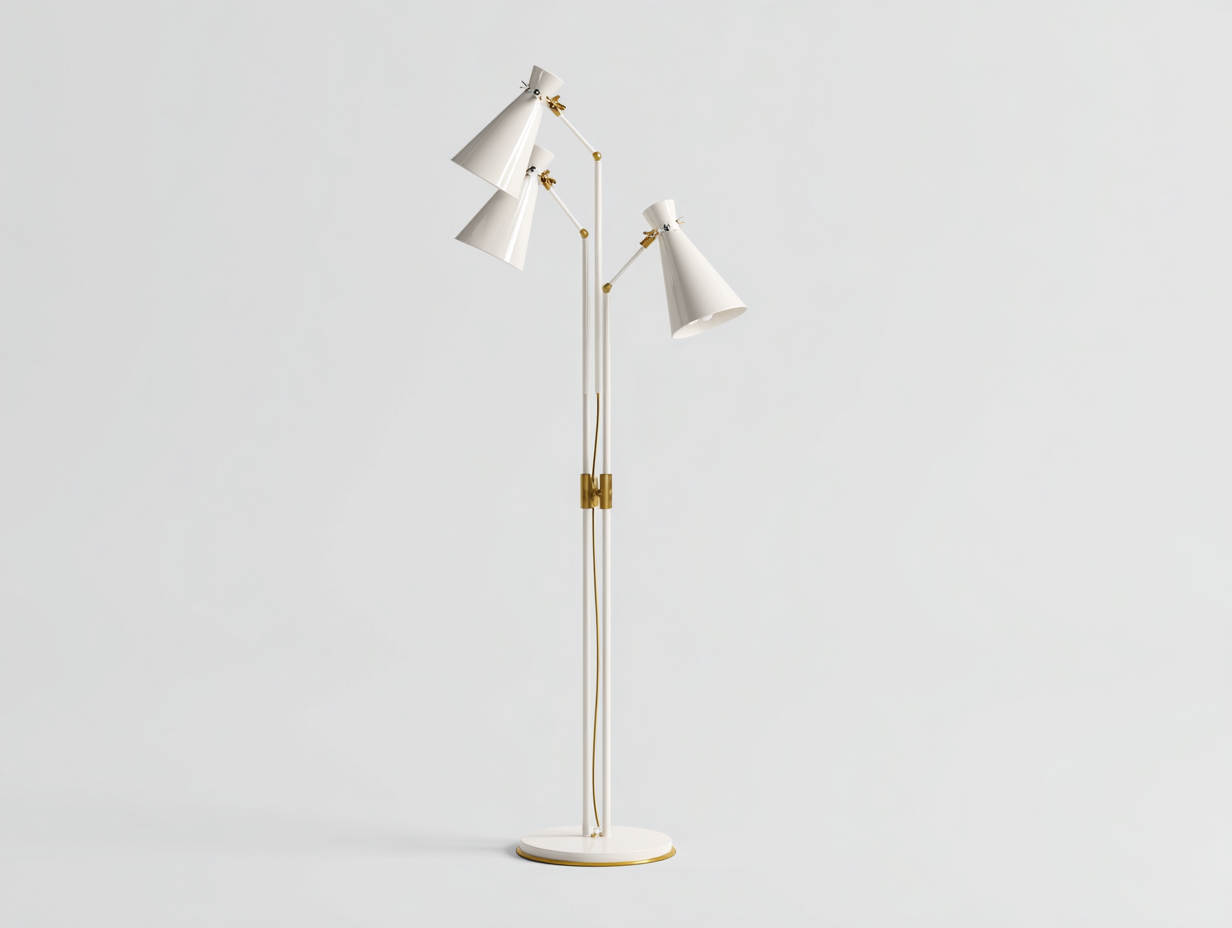 Lámpara de pie de metal 55×45×172 cm - blanco/dorado - brazos orientables de estilo moderno para dormitorio-Samoydecor