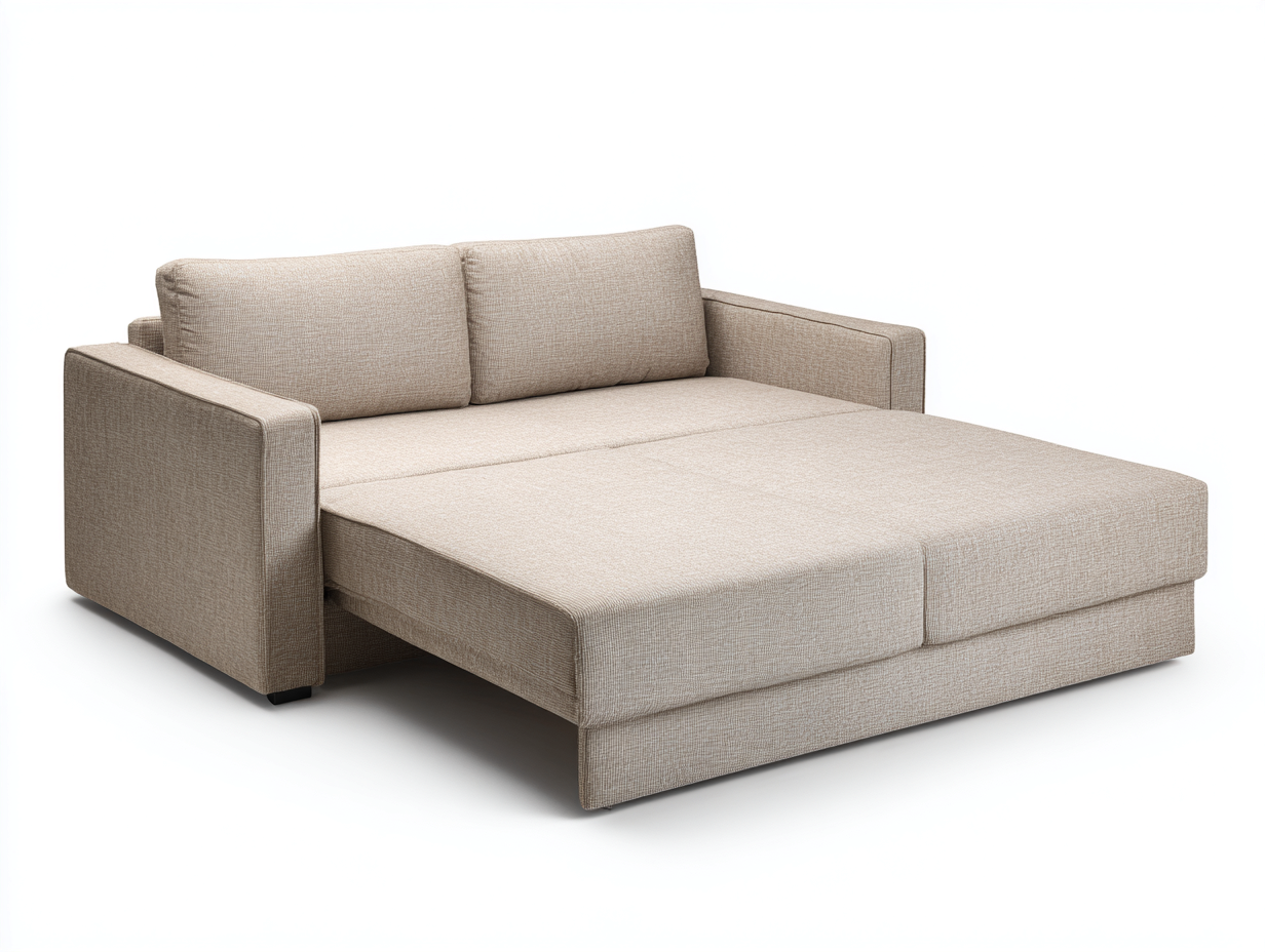 Sofá cama extensible de tejido 210×98×87 cm - beige claro - superficie de descanso desplegable para sala de estar-Samoydecor