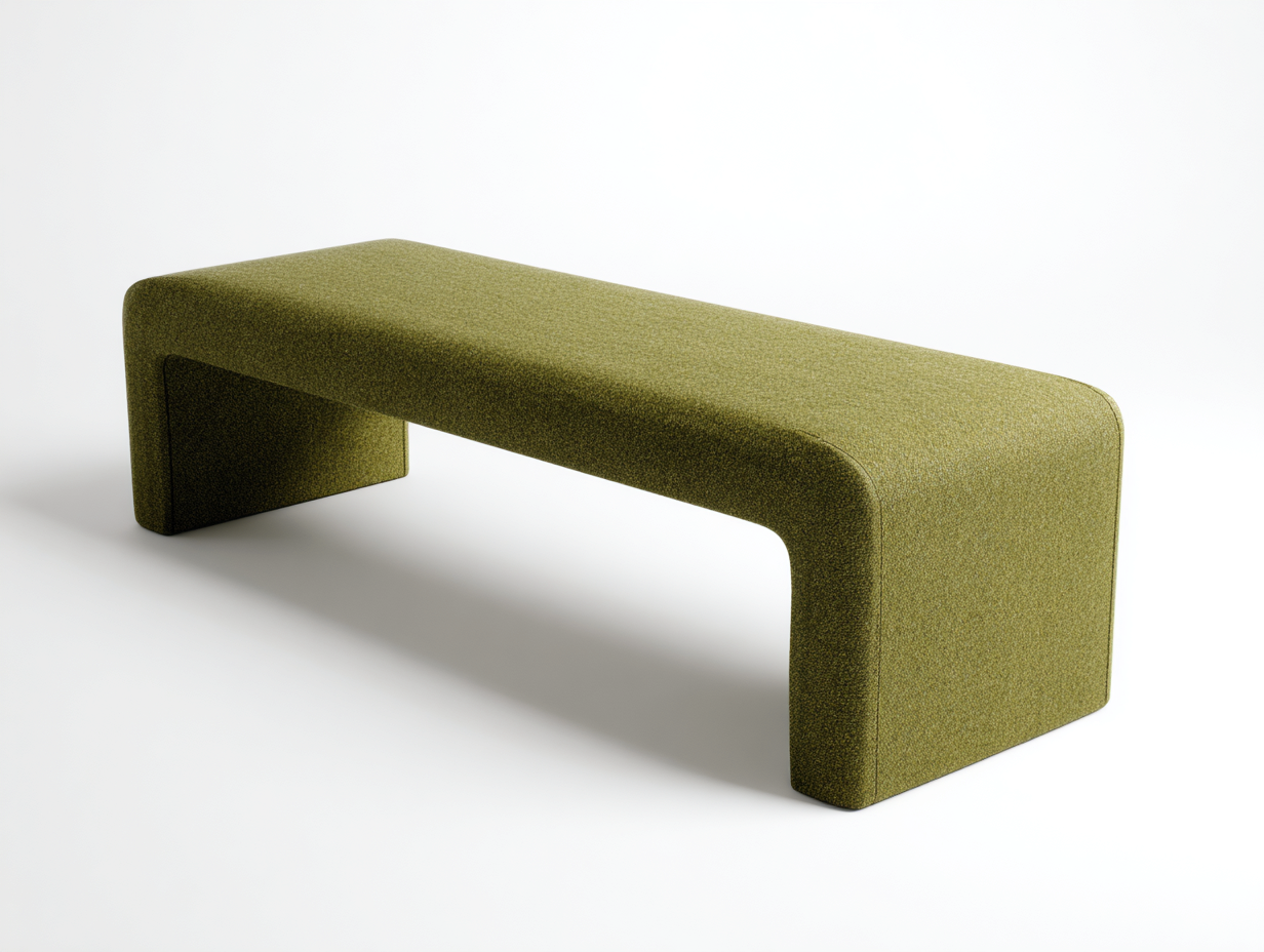 Banco tapizado 150×45×44 cm – verde oliva – diseño curvo minimalista para dormitorio-Samoydecor