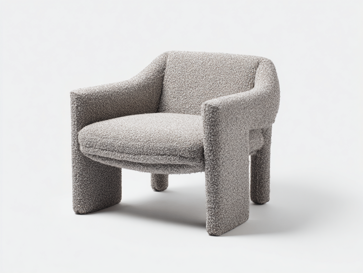 Sillón de tejido bouclé 82×78×75 cm - gris topo claro - asiento acolchado con brazos integrados para dormitorio-Samoydecor