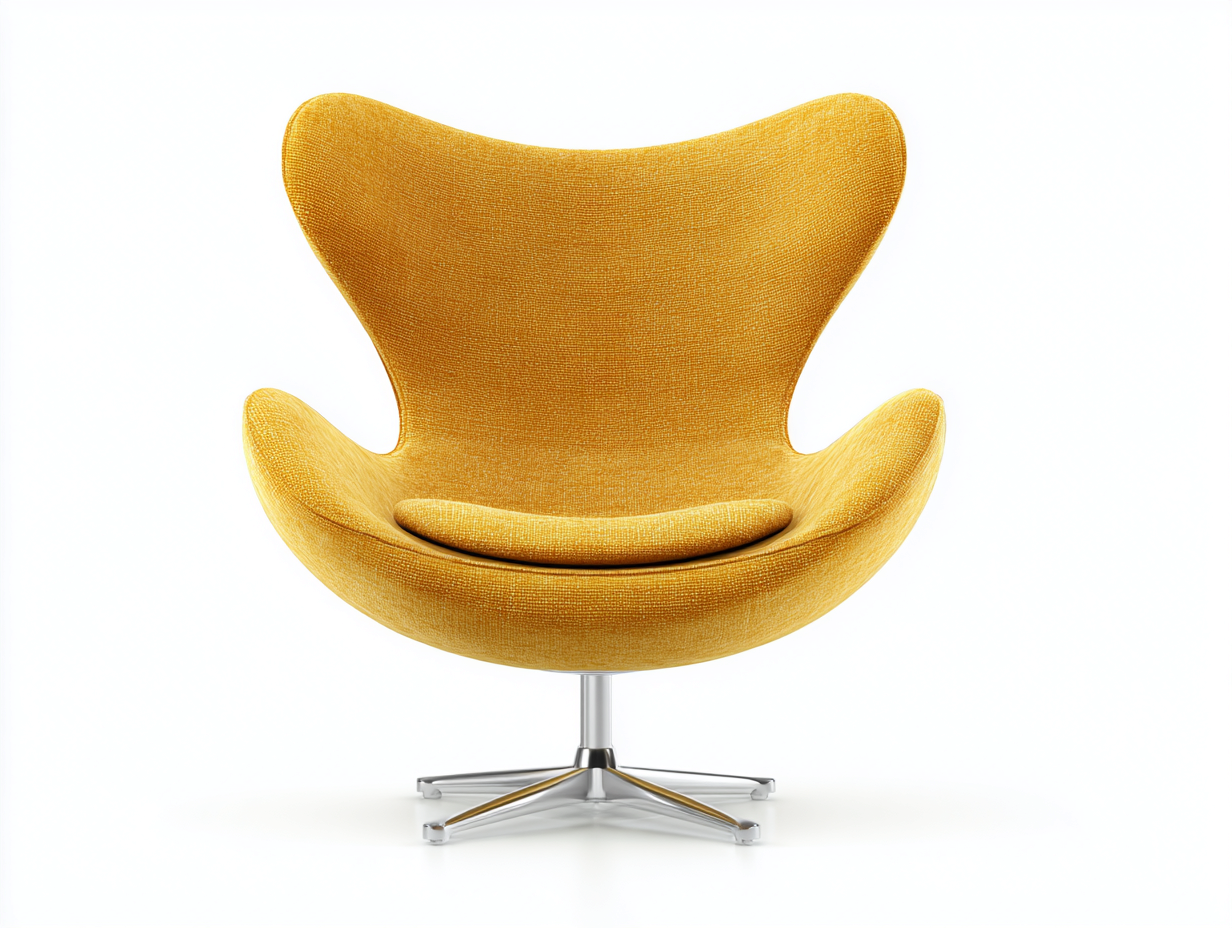 Sillón tapizado giratorio 88×82×105 cm – amarillo mostaza/cromado – estilo escultórico para dormitorio-Samoydecor