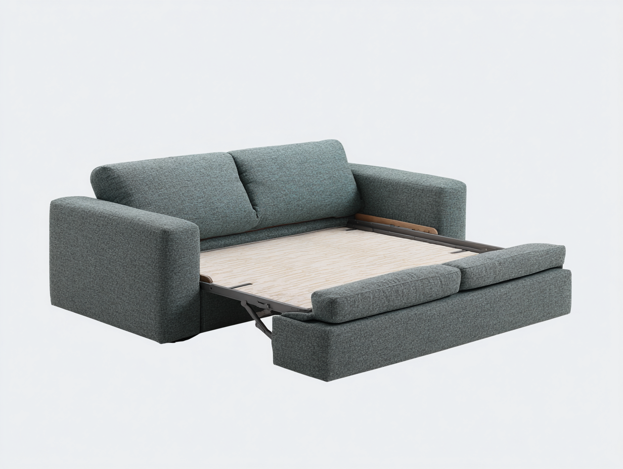 Sofá cama extensible 216×101×88 cm – verde grisáceo – estructura desplegable para sala de estar-Samoydecor