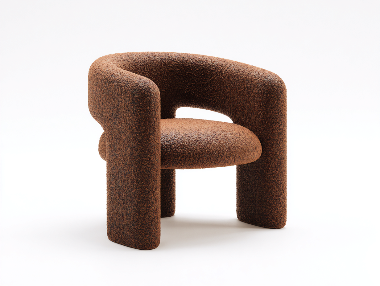 Sillón de tejido bouclé 82×74×73 cm – marrón – para dormitorio – diseño envolvente escultórico-Samoydecor
