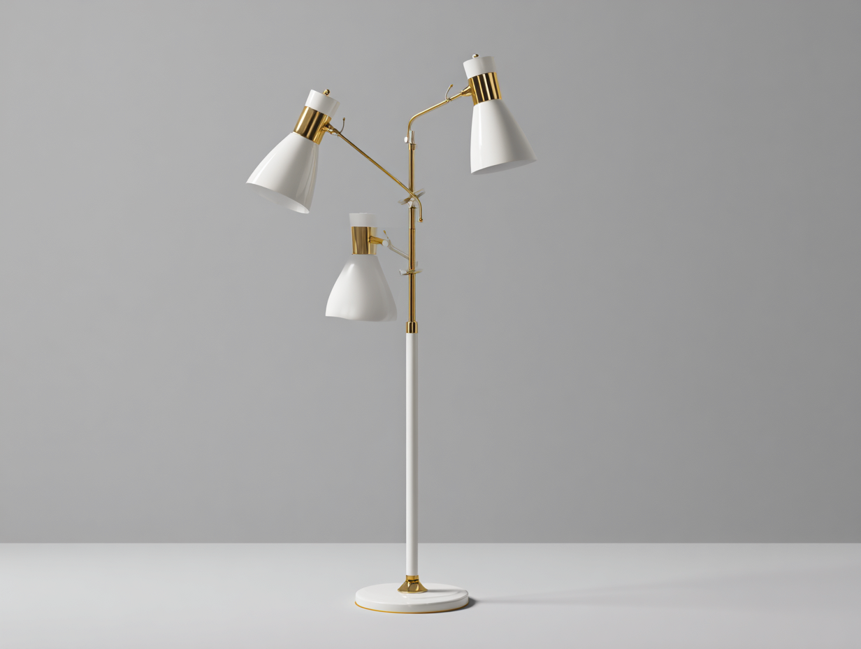 Lámpara de pie de metal 170×62×55 cm – blanco/dorado – iluminación direccional moderna para dormitorio-Samoydecor
