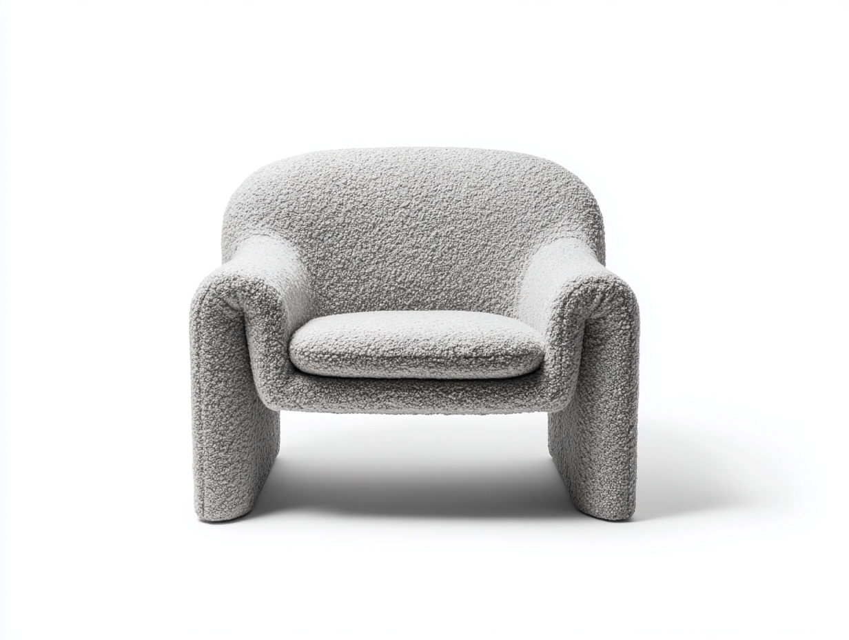 Sillón de tejido bouclé 84×76×77 cm – gris claro – asiento acolchado de estilo orgánico para dormitorio-Samoydecor