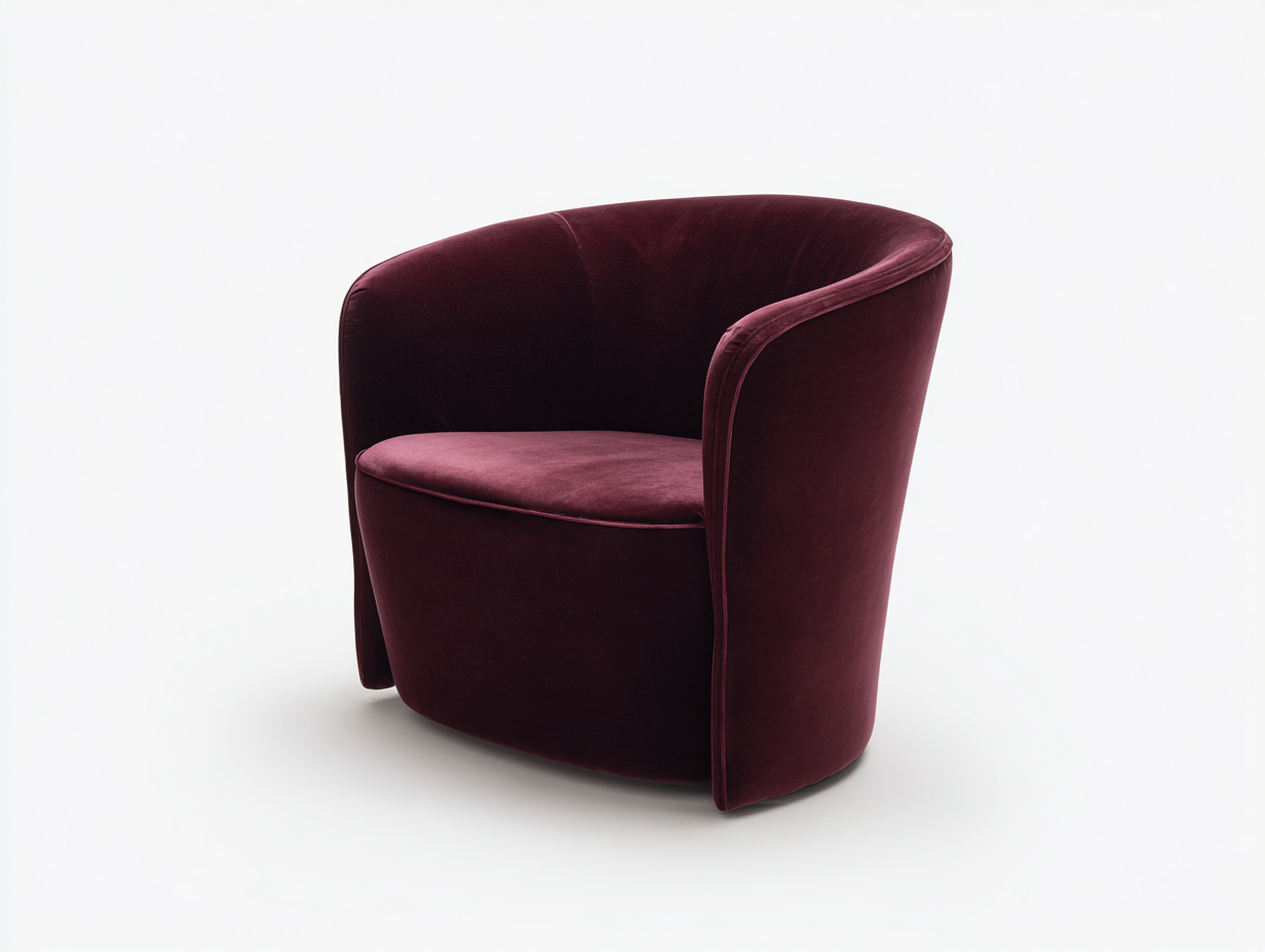 Sillón de terciopelo 80×77×76 cm - burdeos oscuro - diseño envolvente para dormitorio-Tataohouse