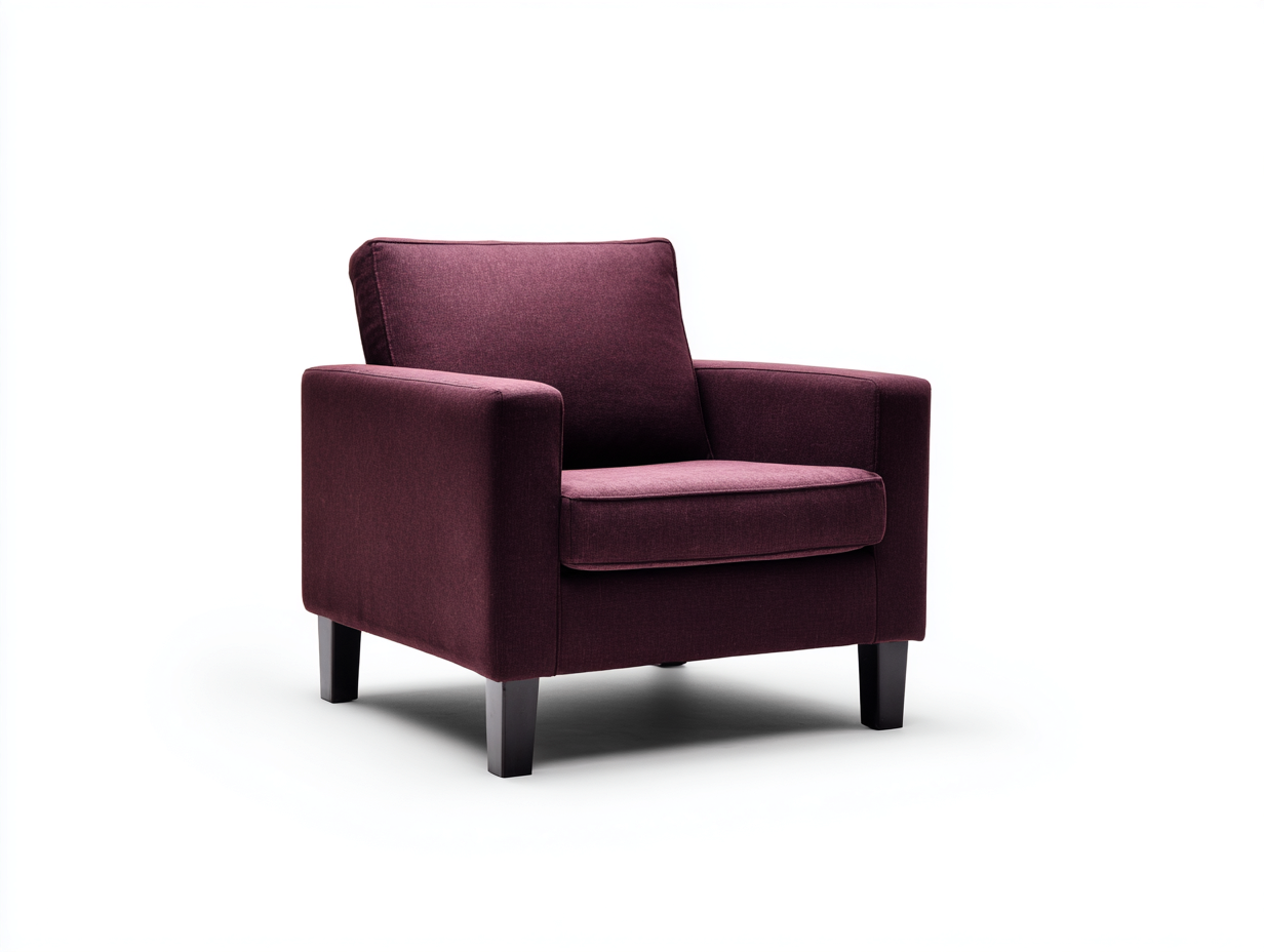 Sillón tapizado 82×78×86 cm - burdeos - diseño recto con brazos para dormitorio-Tataohouse