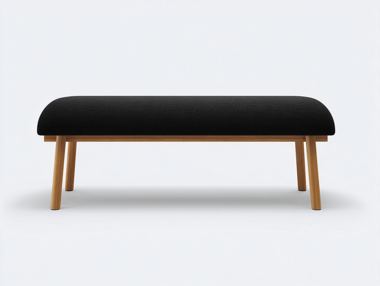 Banco tapizado de tejido 145×42×46 cm – negro/marrón roble – asiento acolchado para dormitorio-Tataohouse